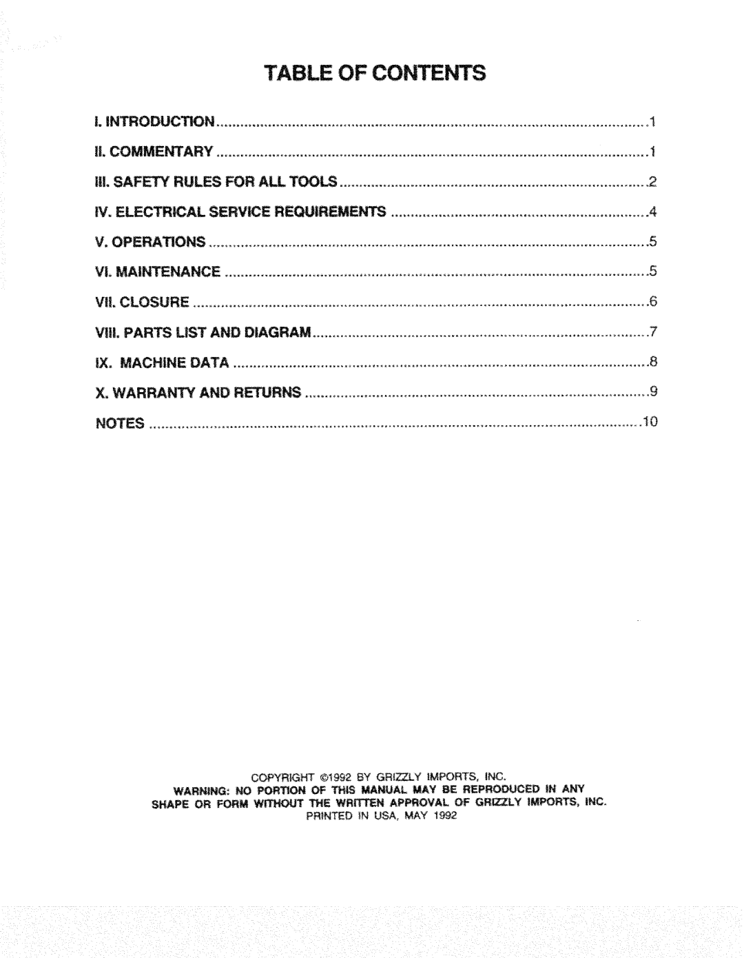 Grizzly G1806 manual 