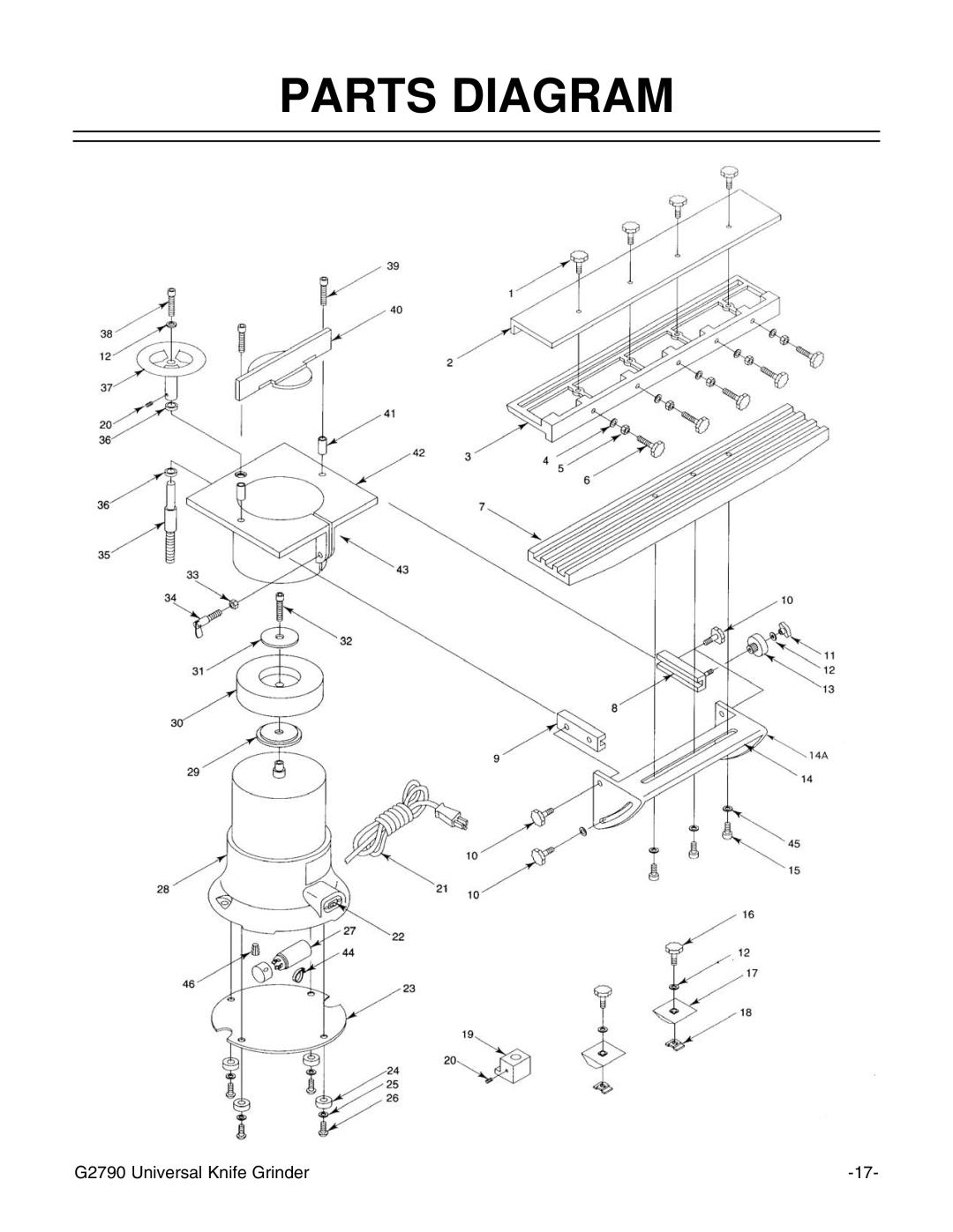 Grizzly G2790 instruction manual Parts Diagram 