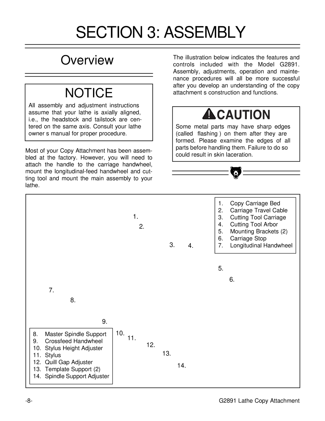 Grizzly G2891 instruction manual Assembly, Overview 