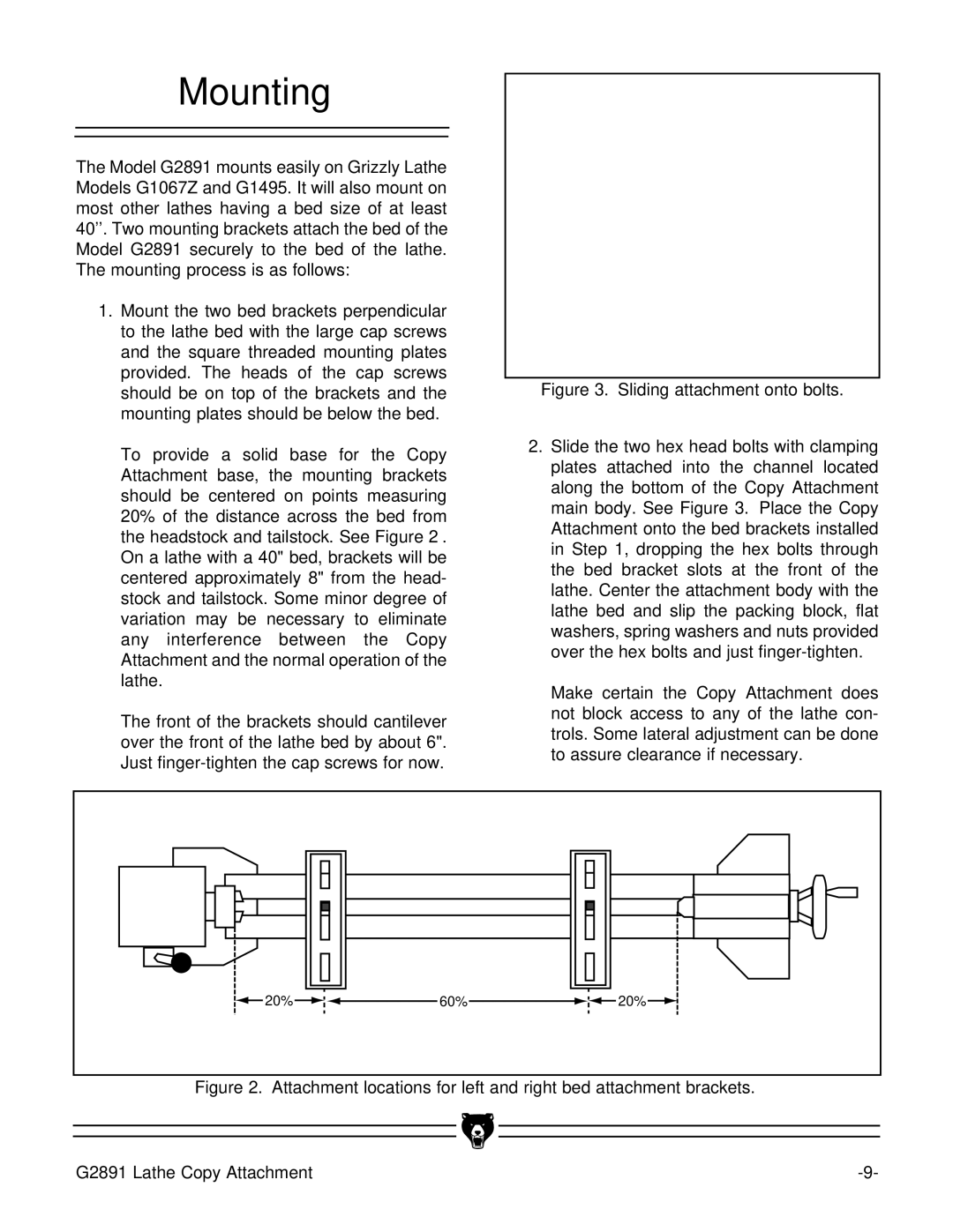 Grizzly G2891 instruction manual Mounting 