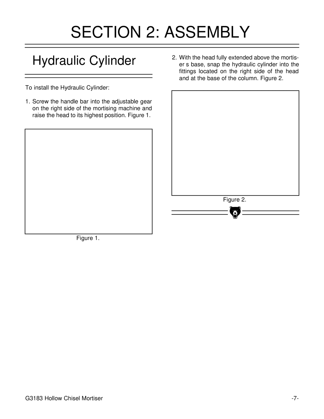 Grizzly G3183 instruction manual Assembly, Hydraulic Cylinder 