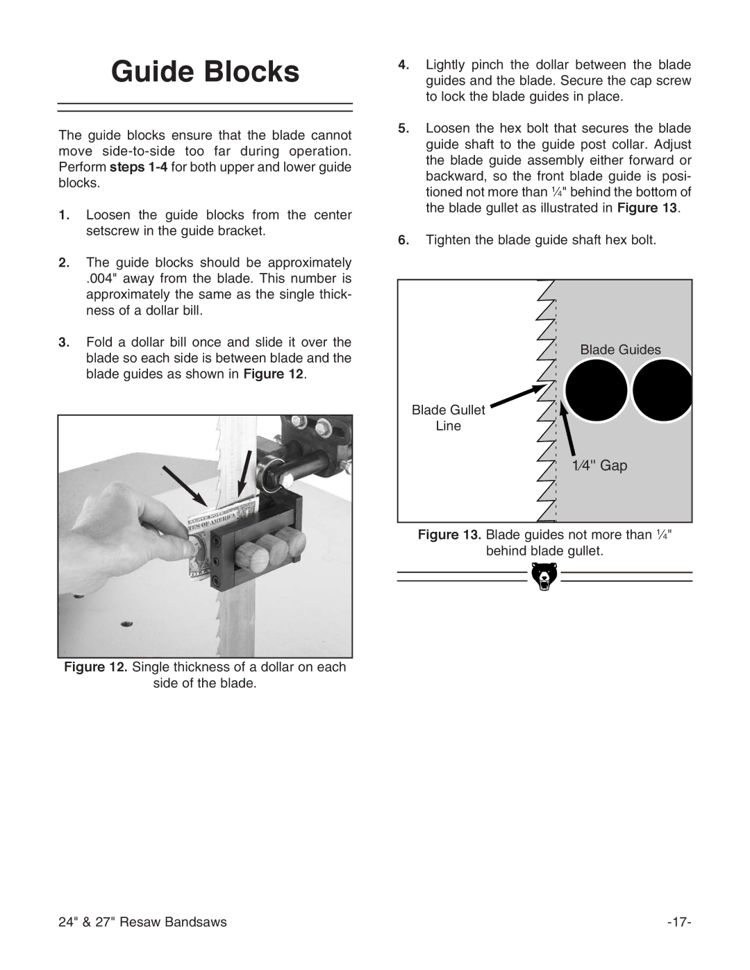 Grizzly G3619 instruction manual Guide Blocks 