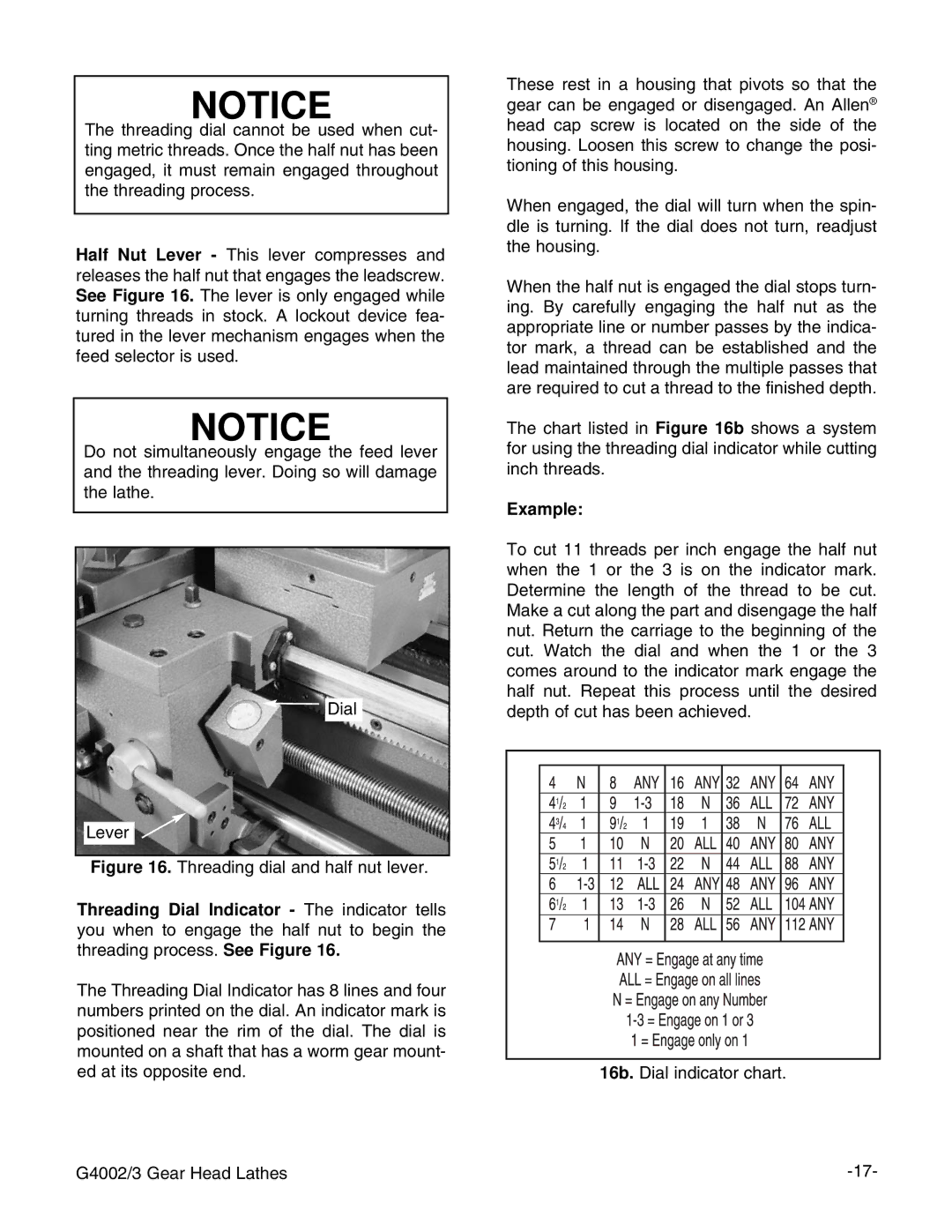 Grizzly G4003, G4002 instruction manual Example 