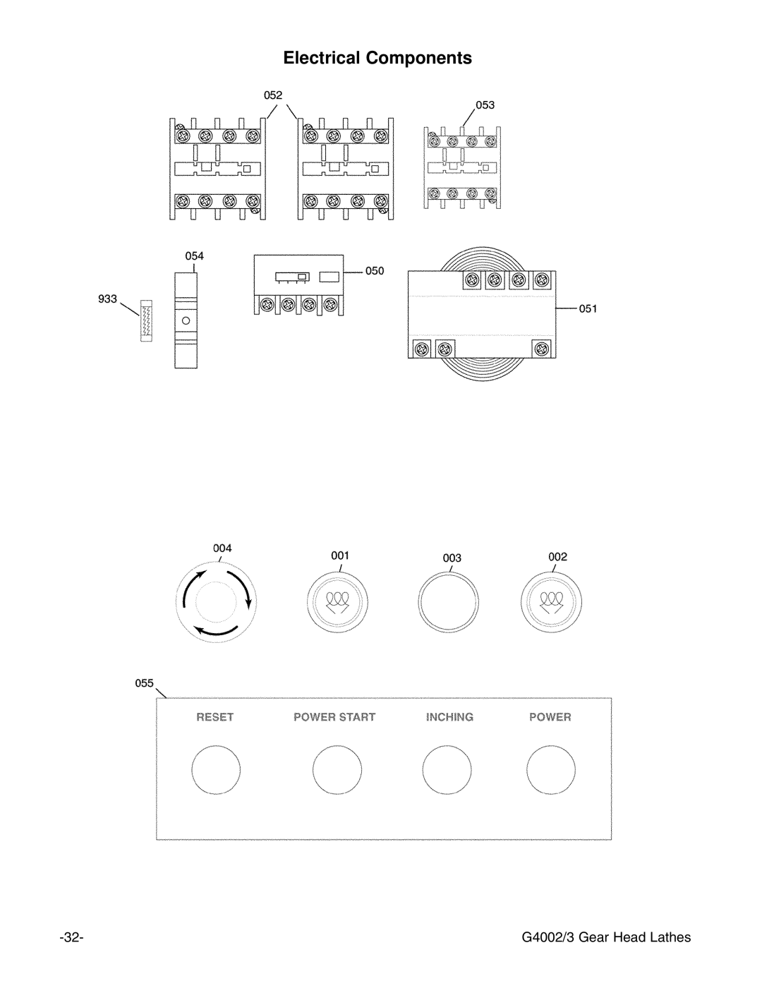 Grizzly G4002, G4003 instruction manual Electrical Components 