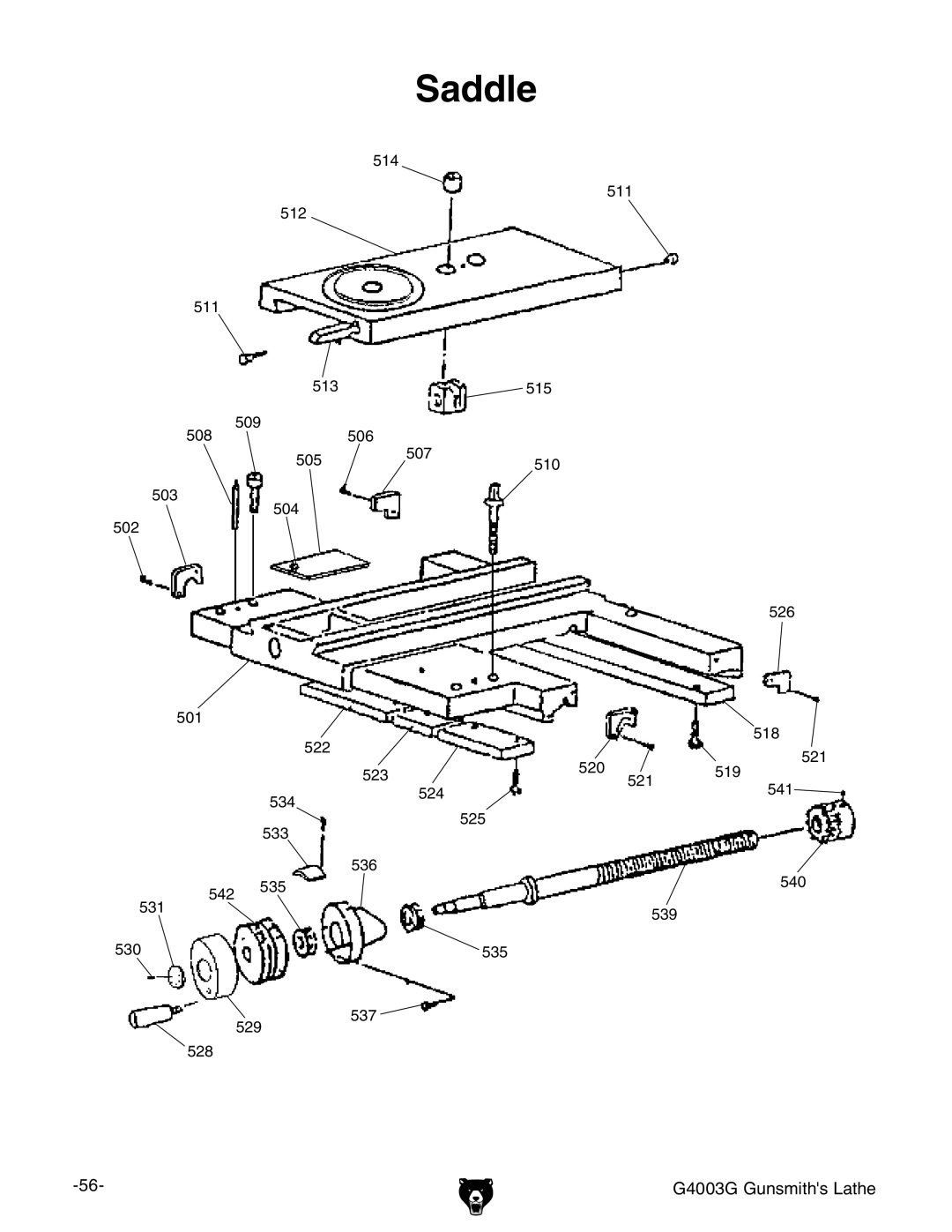 Grizzly G4003G owner manual Saddle 