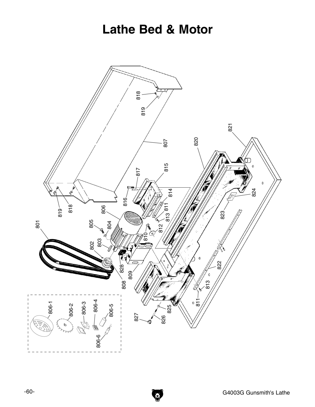 Grizzly G4003G owner manual Lathe Bed & Motor 