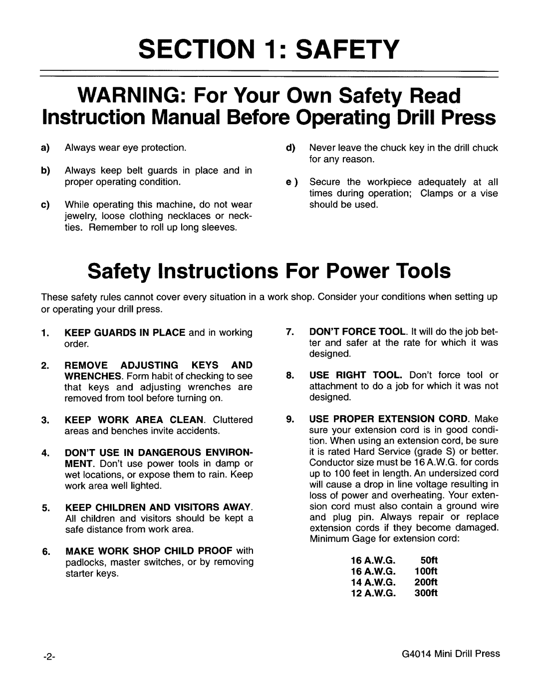 Grizzly G4014 manual 