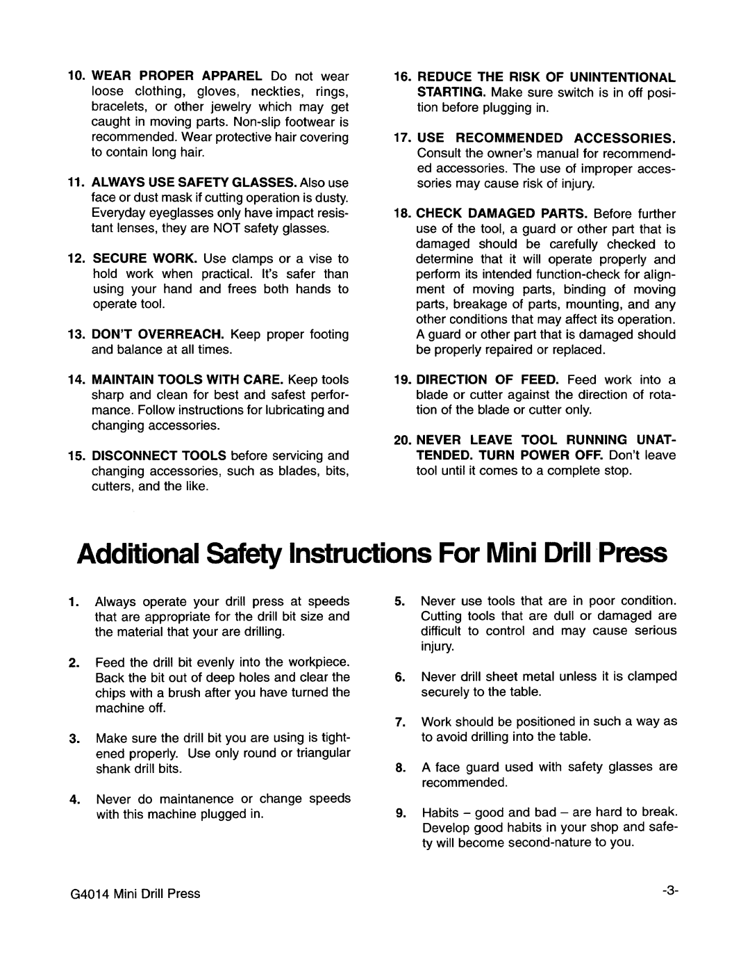 Grizzly G4014 manual 