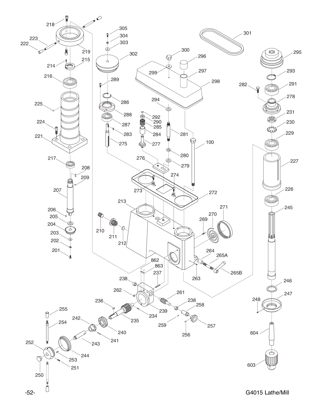 Grizzly G4015Z owner manual 218 223 305 304 301 222 214 216 