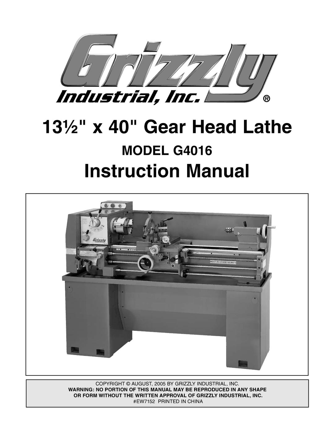 Grizzly G4016 manual Nstructionu-Anual 