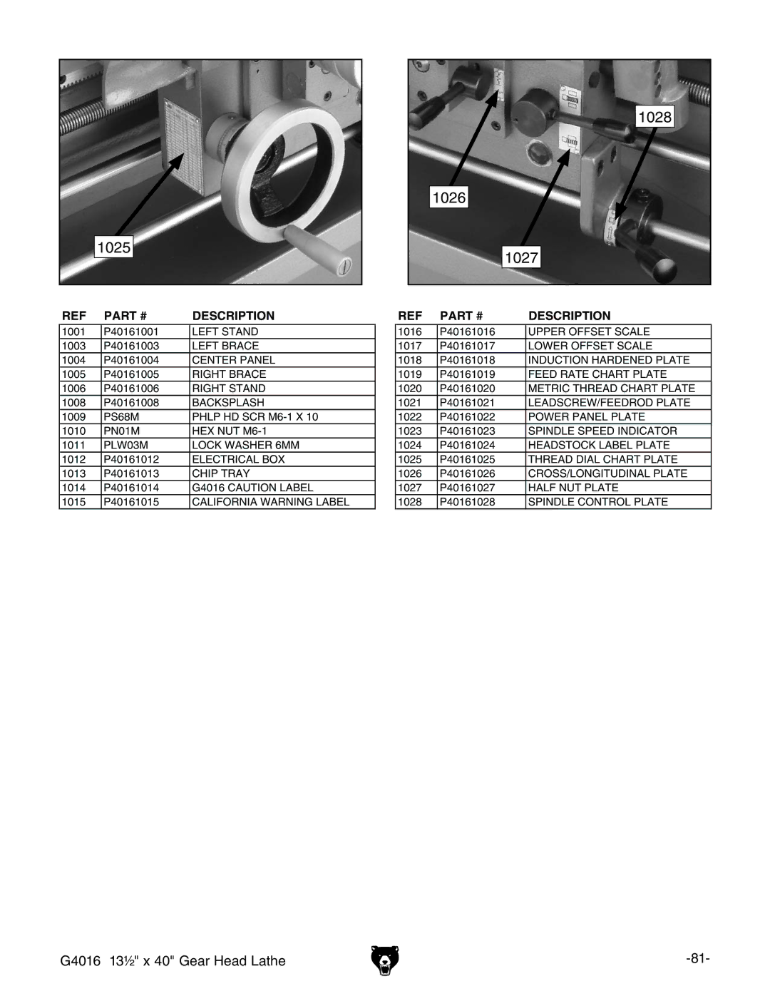 Grizzly G4016 manual    