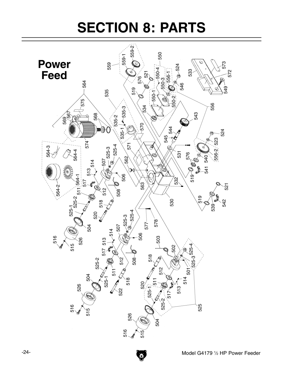 Grizzly G4179 owner manual Power Feed 