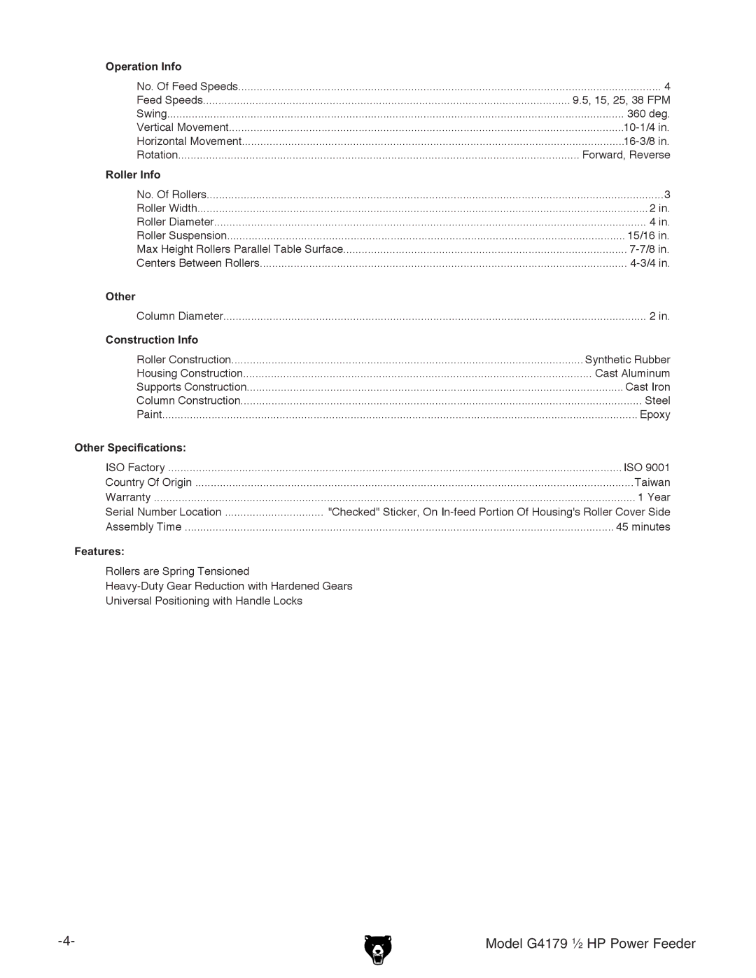 Grizzly G4179 owner manual DiZg 