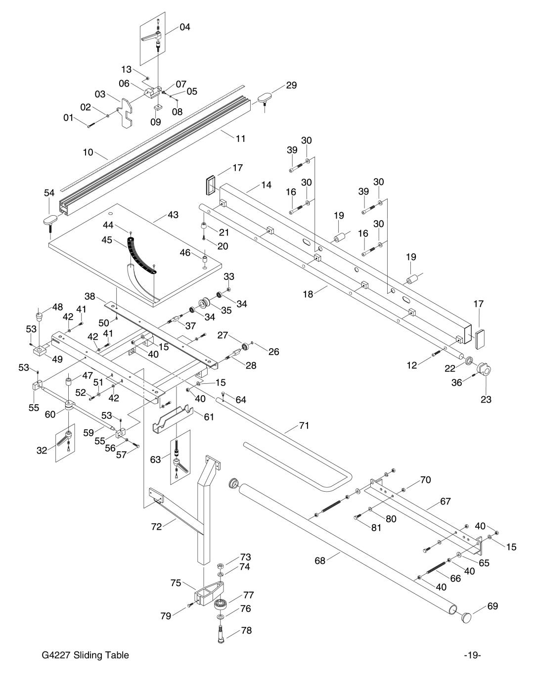 Grizzly instruction manual G4227 Sliding Table 