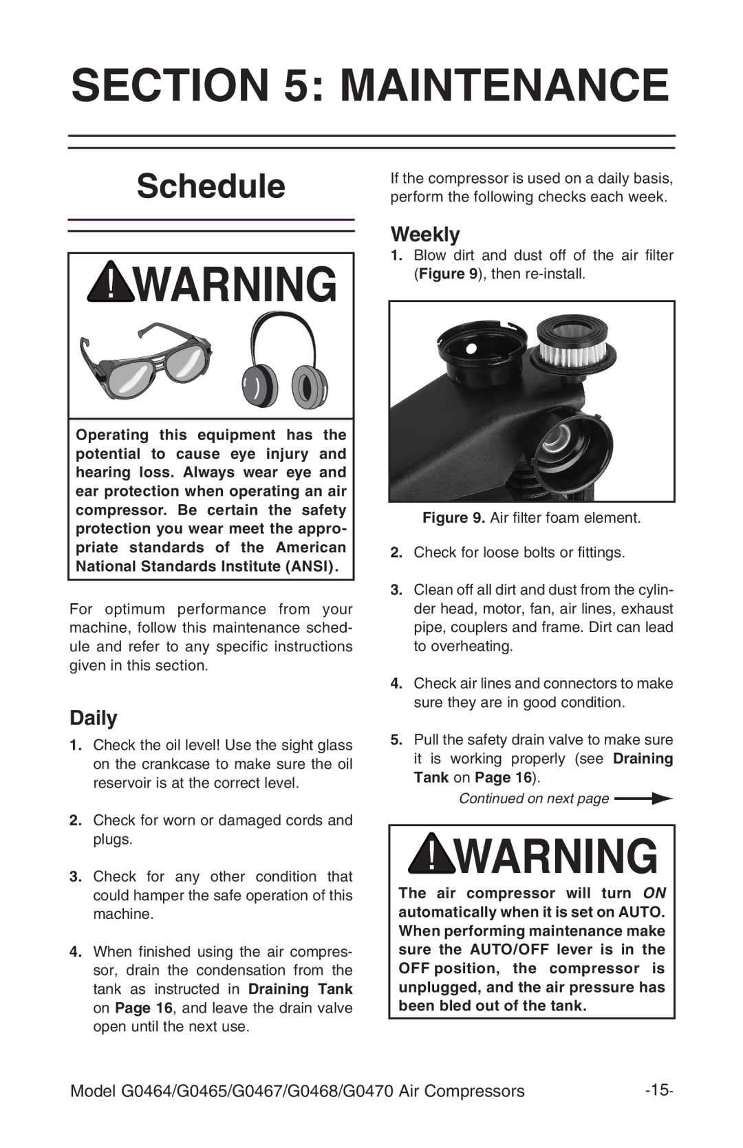 Grizzly G0468, G470, G0467, G0465 instruction manual Maintenance, Schedule 