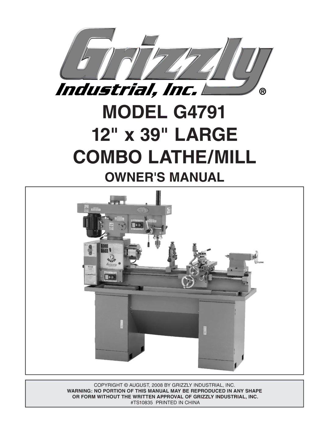 Grizzly owner manual Model G4791 