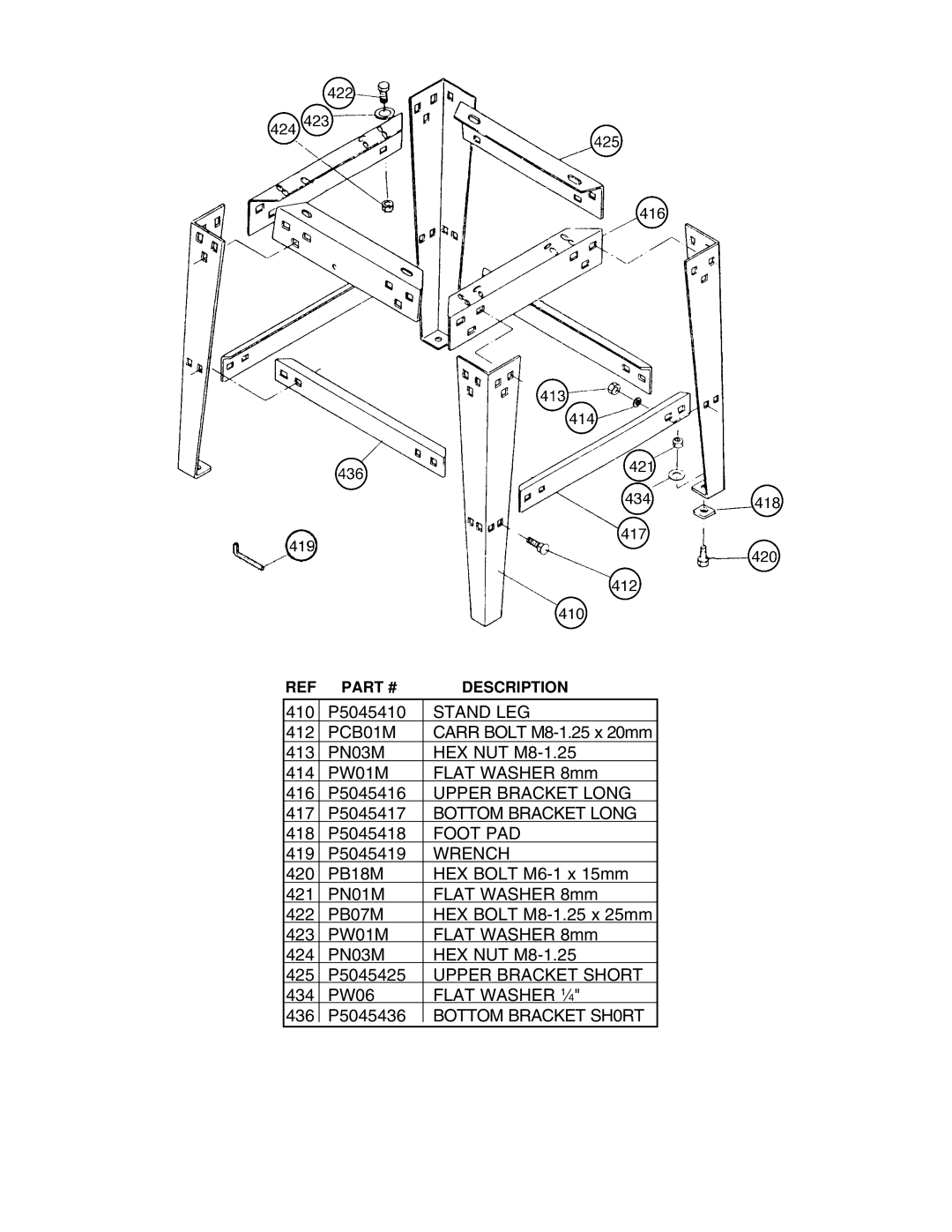 Grizzly G5045 instruction manual Stand LEG 