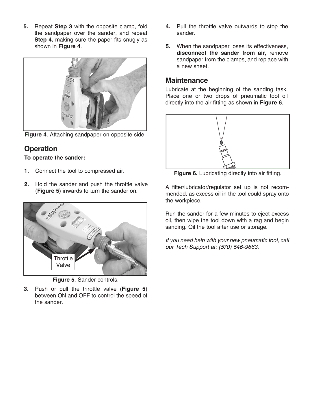 Grizzly g5344 instruction sheet Operation, Maintenance, To operate the sander 