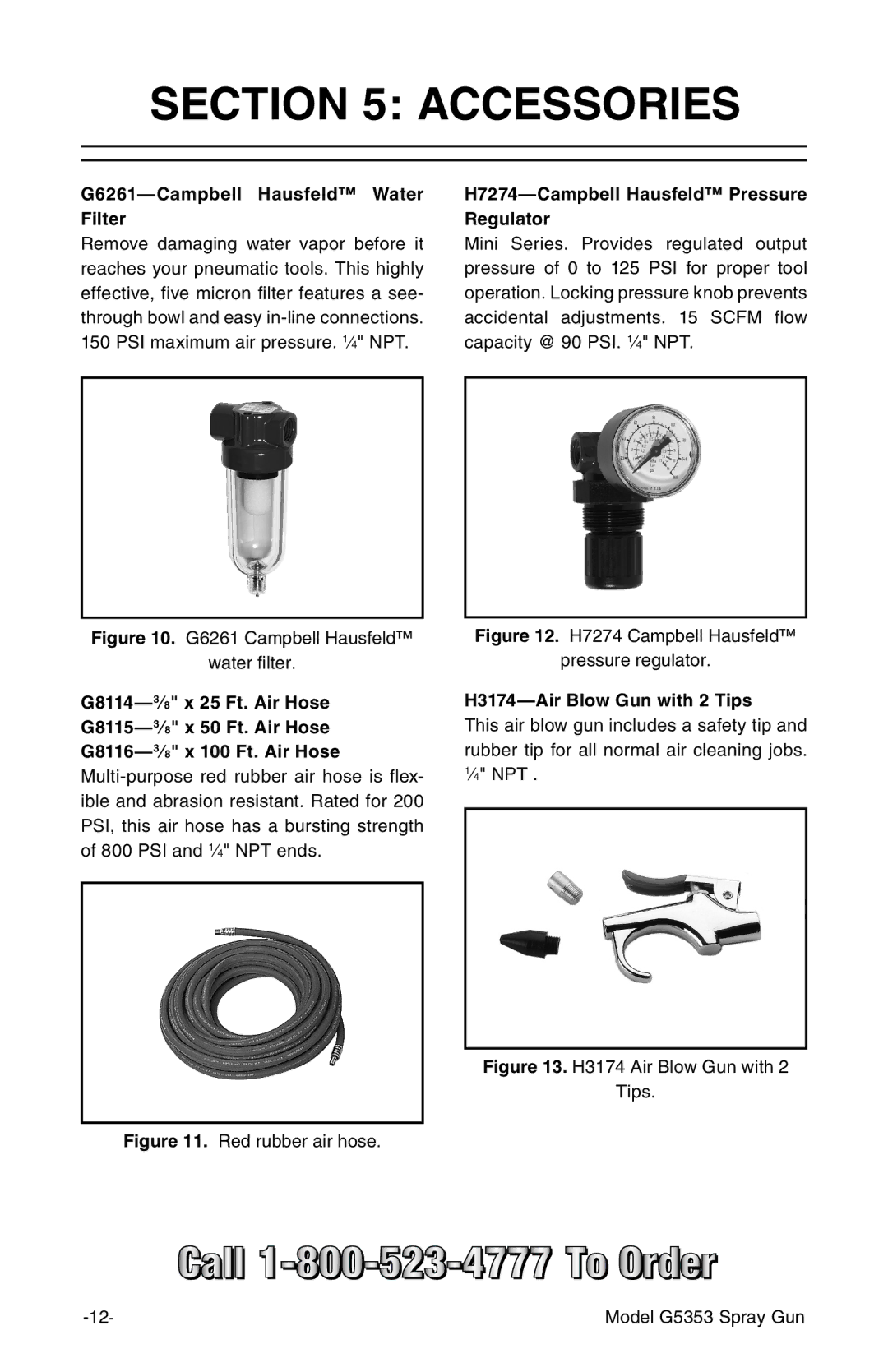 Grizzly G5353 Accessories, G6261-Campbell Hausfeld Water Filter, H7274-Campbell Hausfeld Pressure Regulator 