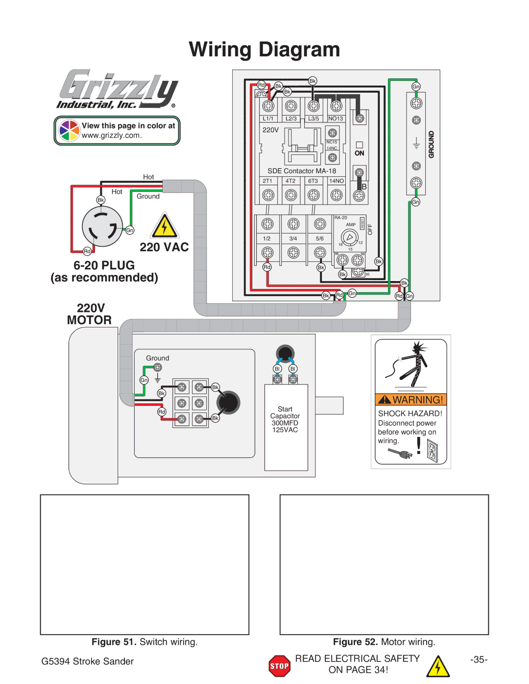 Grizzly G5394 owner manual Wiring Diagram, Switch wiring Higd`ZHVcYZg 