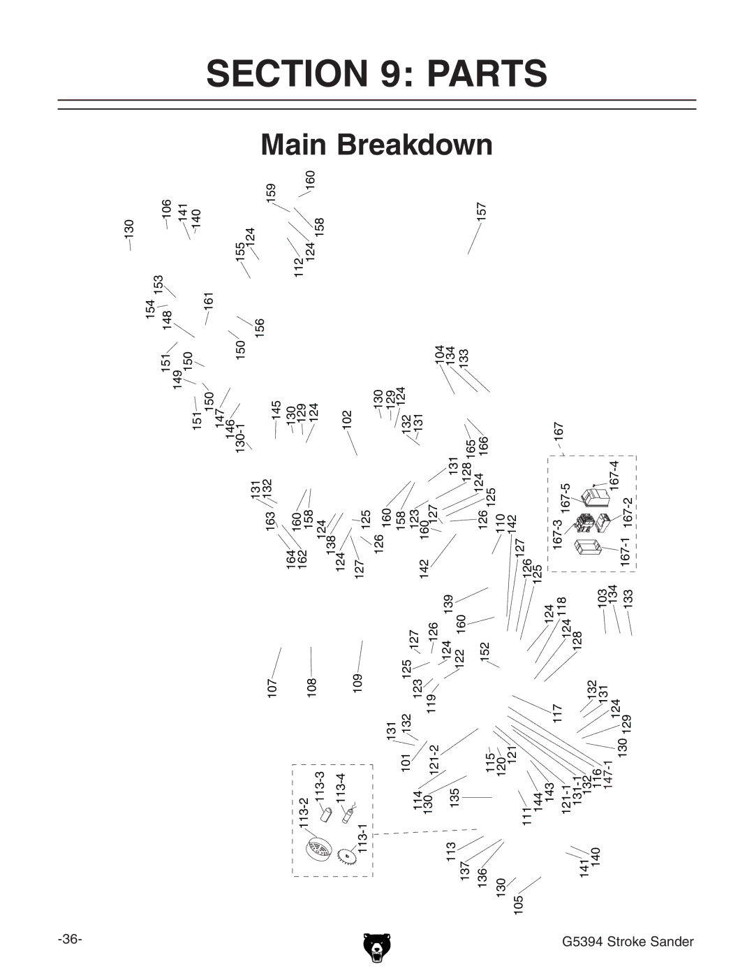 Grizzly G5394 owner manual Section, Parts, Main, Breakdown 