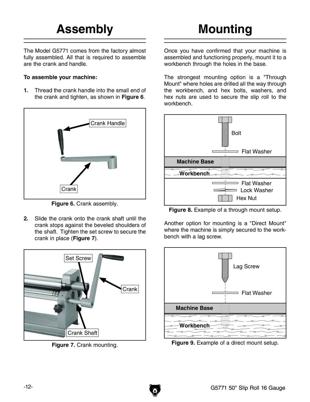 Grizzly G5771 owner manual AssemblyMounting, To assemble your machine 