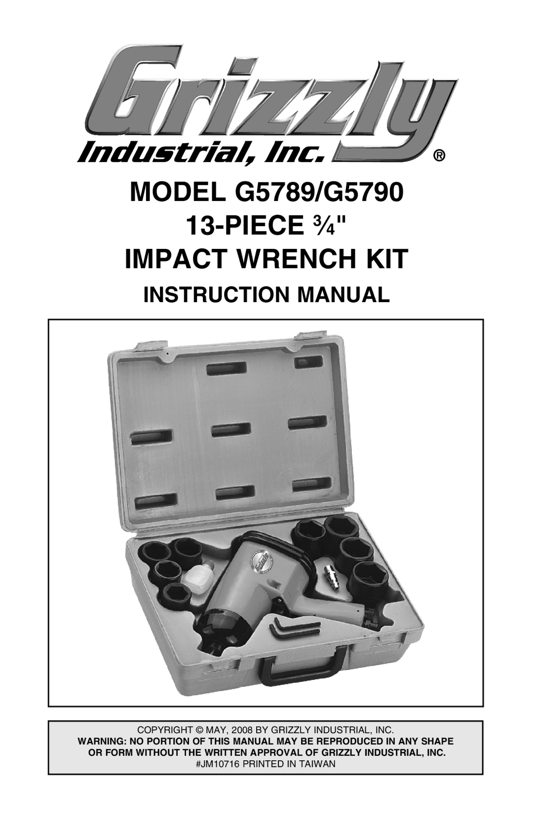 Grizzly G5790, G5789 instruction manual Impact Wrench KIT 