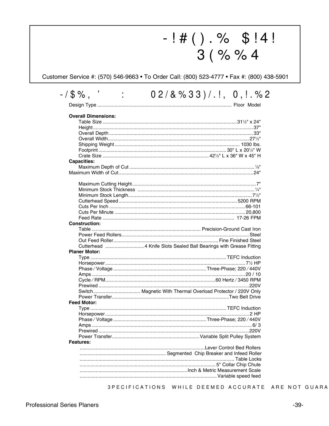 Grizzly G0544, G5850Z manual $%,$ 02/&%33/.!, 0,!.%2 