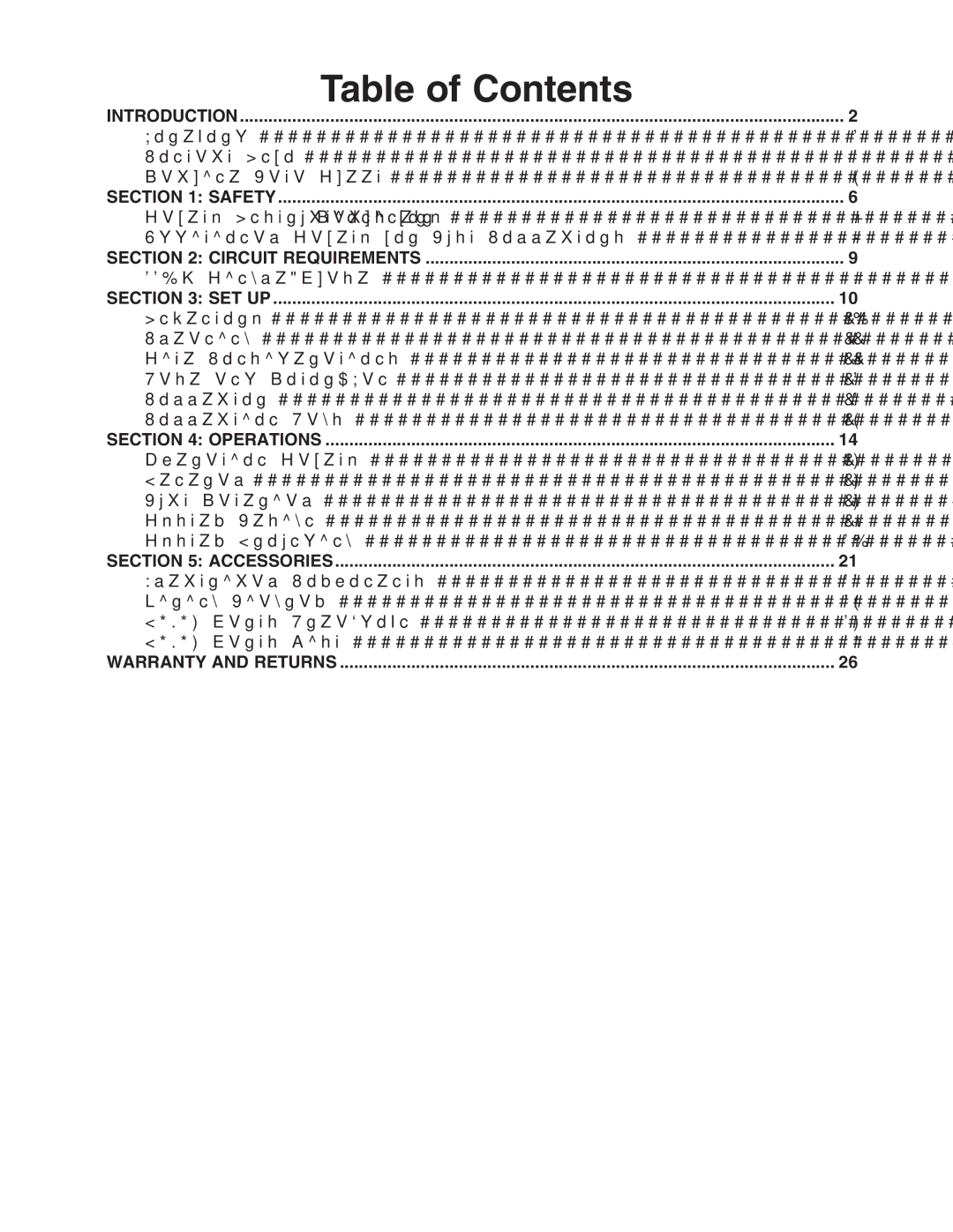 Grizzly G5954 owner manual Table of Contents 