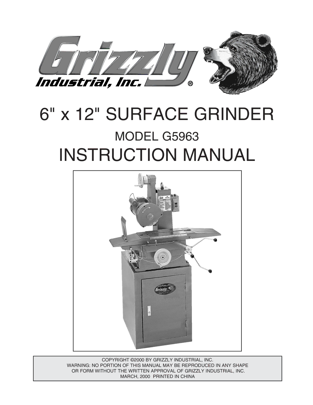 Grizzly G5963 instruction manual Surface Grinder 