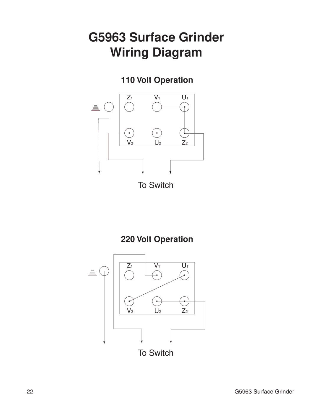 Grizzly instruction manual G5963 Surface Grinder Wiring Diagram 