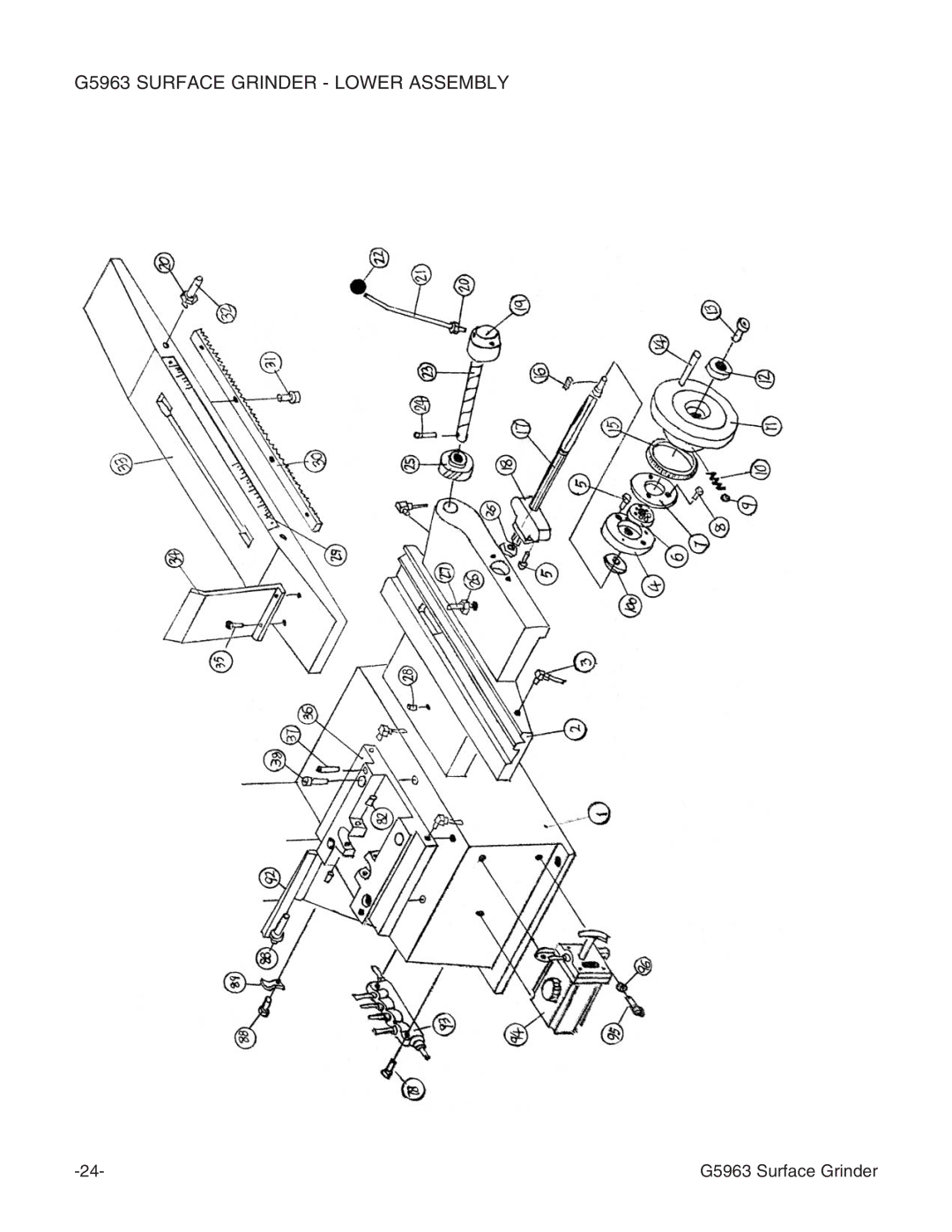 Grizzly instruction manual G5963 Surface Grinder Lower Assembly 