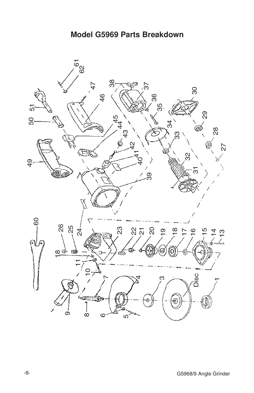 Grizzly G5968 instruction manual Model G5969 Parts Breakdown 