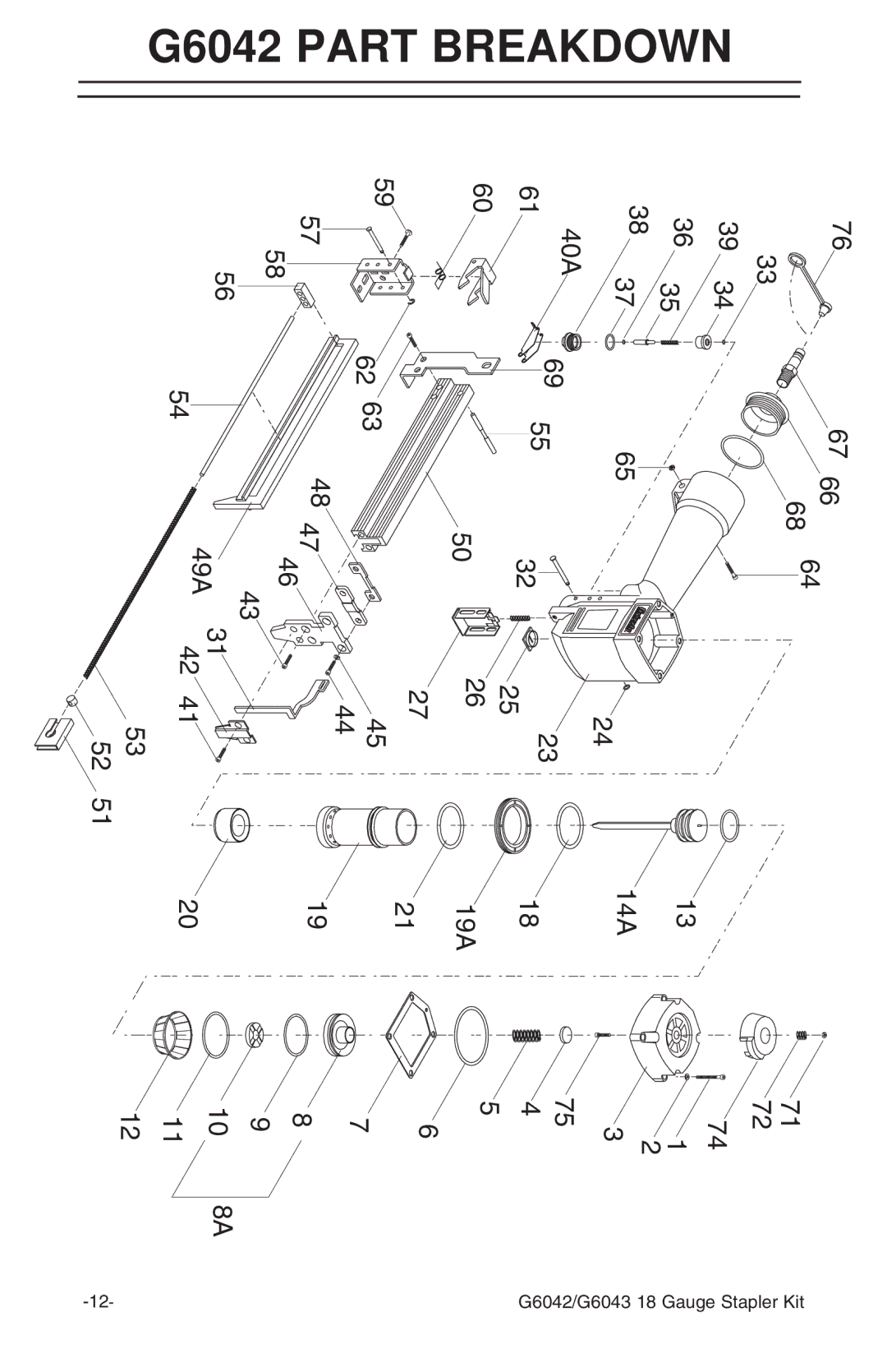 Grizzly G6042/3 instruction manual PBREAKDOWNARTG6042, 40A 49A 19A 