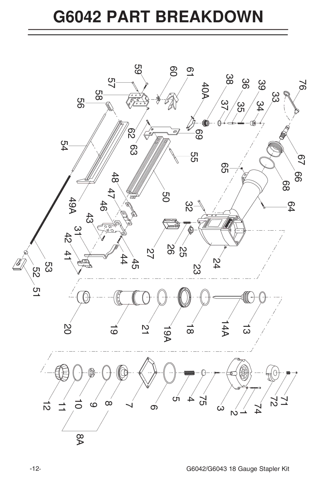 Grizzly G6043 instruction manual PBREAKDOWNARTG6042, 40A 49A 19A 