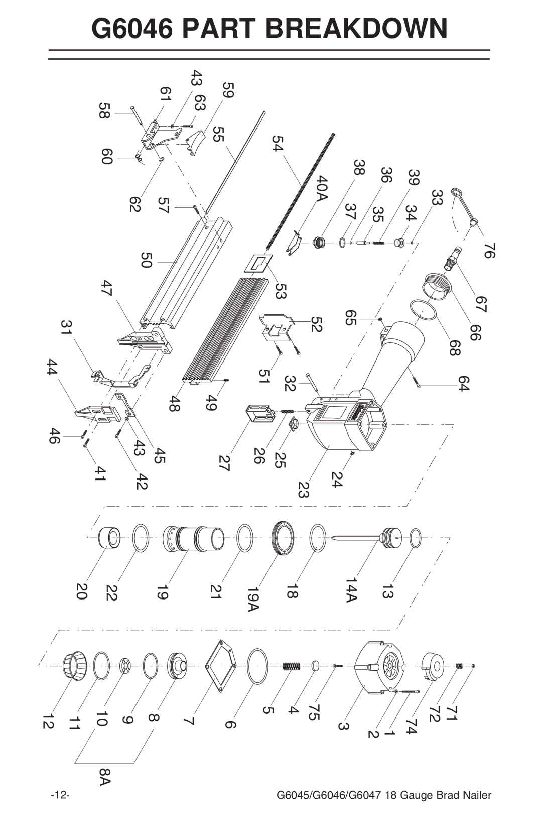 Grizzly G6045 instruction manual G6046PBREAKDOWNART 