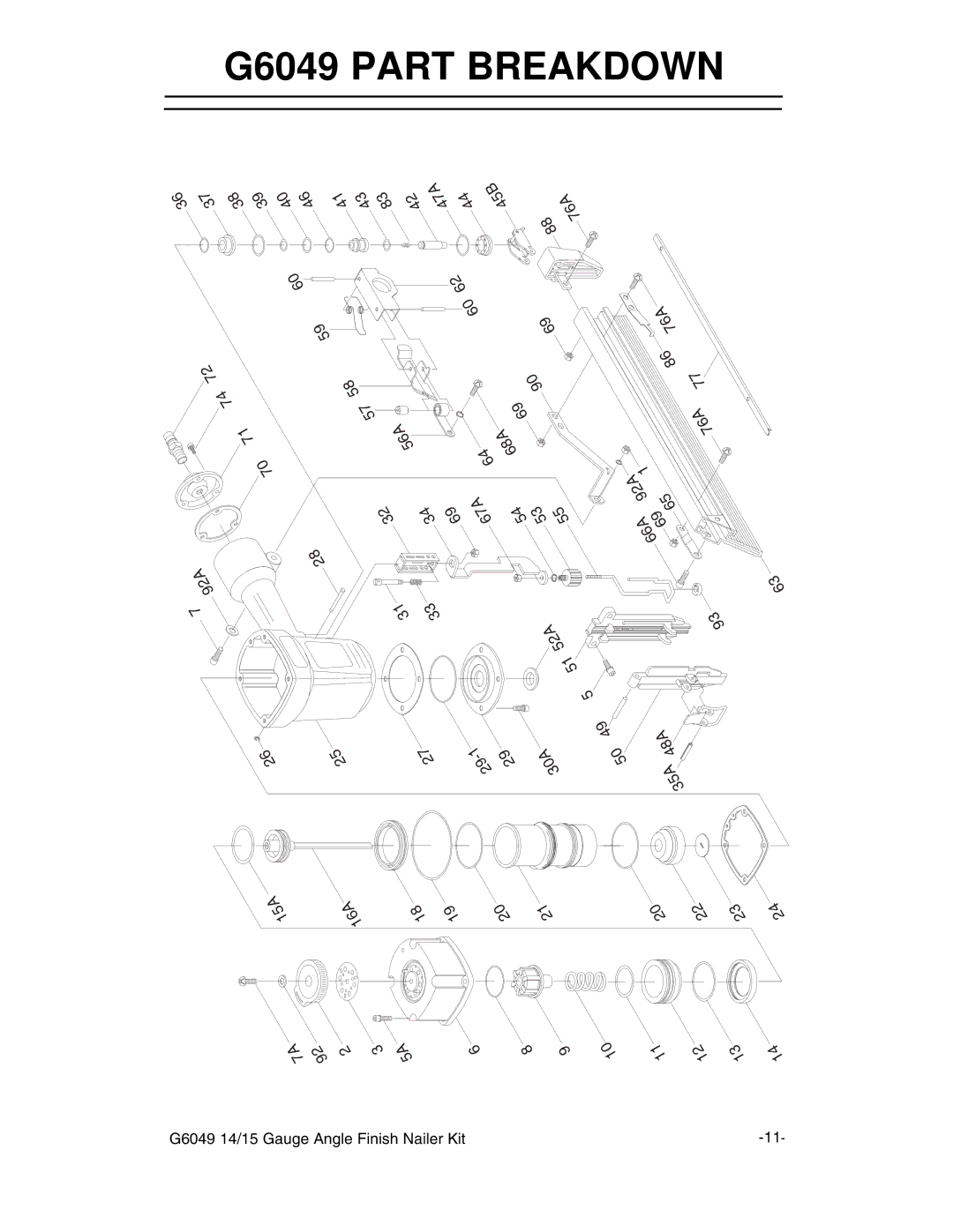 Grizzly instruction manual G6049 Part Breakdown, 35A 15A 16A 7A92 