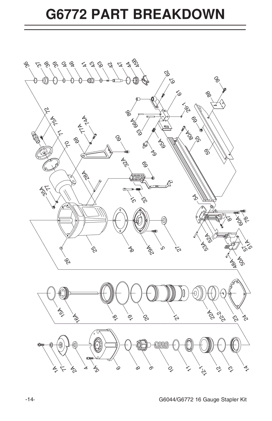 Grizzly instruction manual G6772 Part Breakdown, 29A 50A 48A 15A 16A 