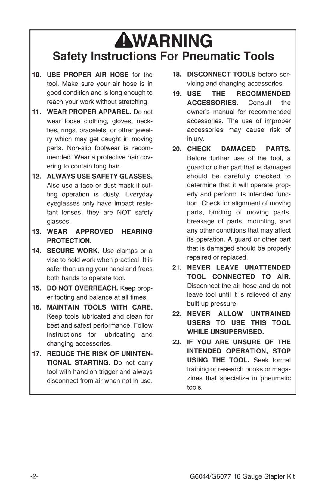 Grizzly G6772 instruction manual Wear Approved Hearing Protection 