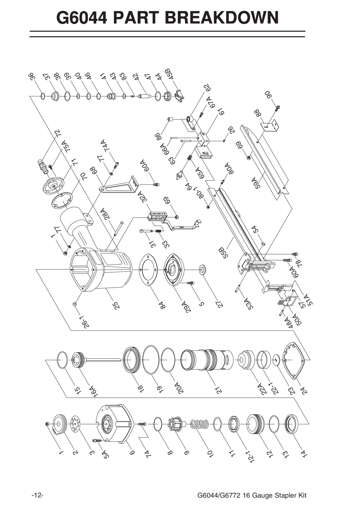 Grizzly G6772 instruction manual G6044 PART BREAKDOWN, 414383 