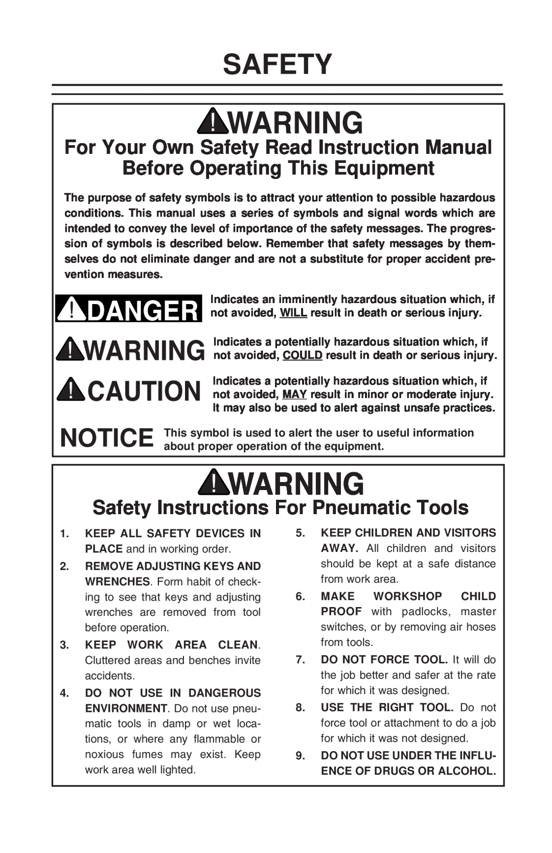 Grizzly G6772 instruction manual For Your Own Safety Read Instruction Manual, Before Operating This Equipment 