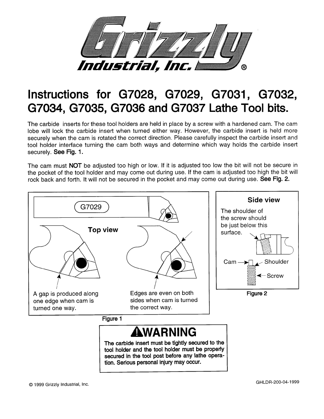 Grizzly G7028 manual 