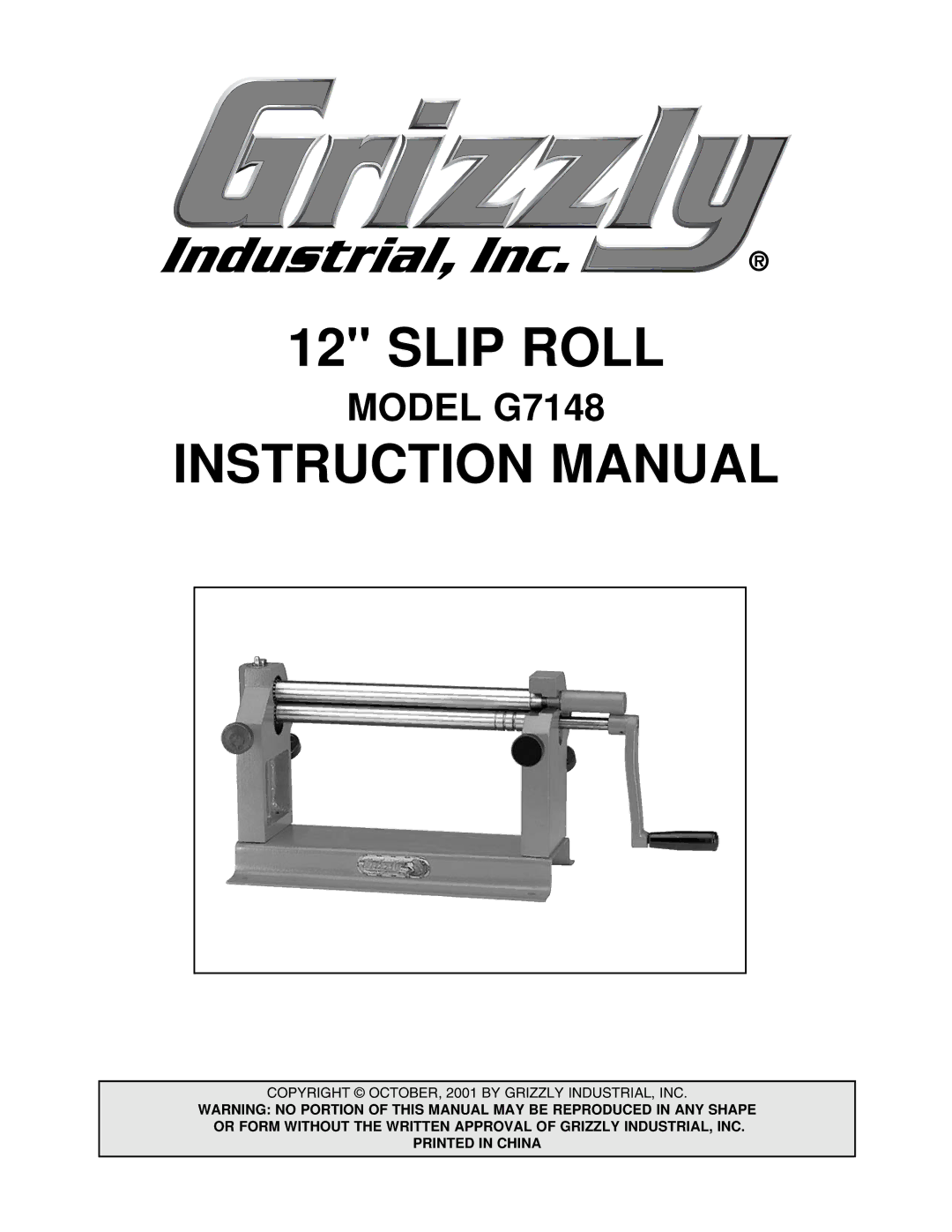 Grizzly G7148 instruction manual Slip Roll 