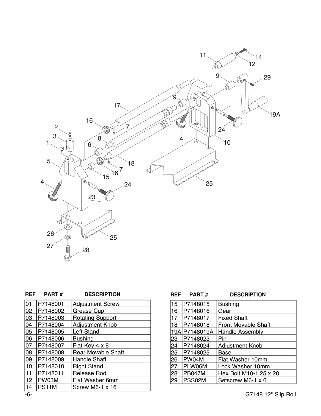 Grizzly G7148 instruction manual PW03M 