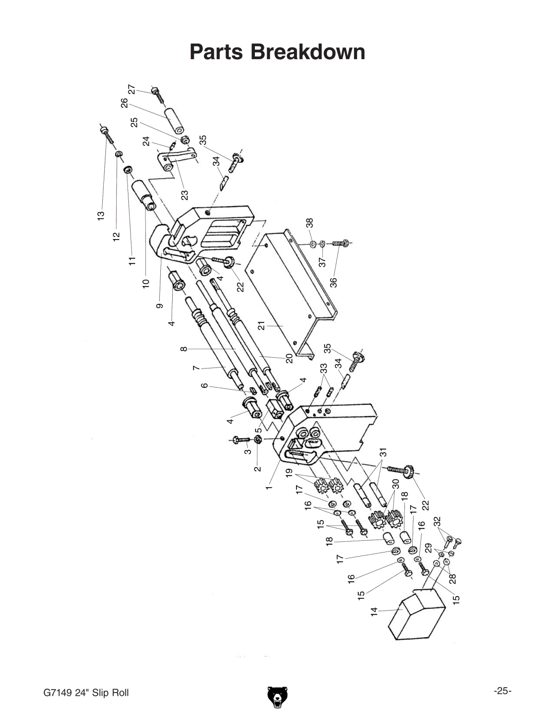 Grizzly G7149 owner manual Parts Breakdown 