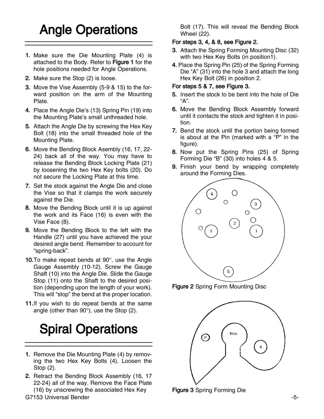 Grizzly G7153 manual Angle Operations, Spiral Operations 