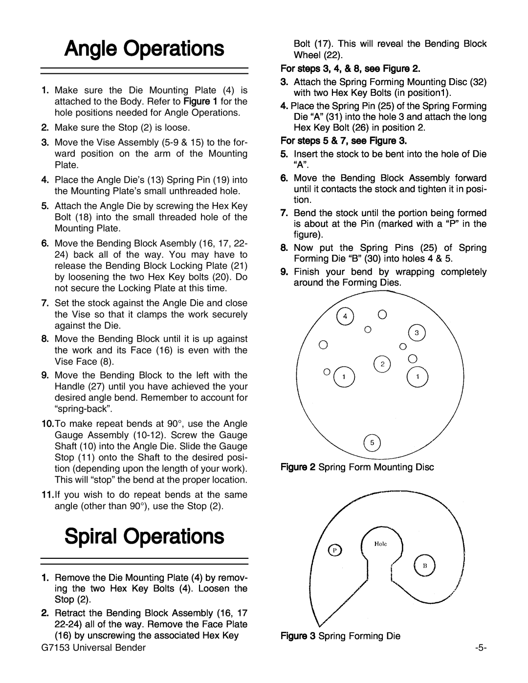Grizzly G7153 manual Angle Operations, Spiral Operations 