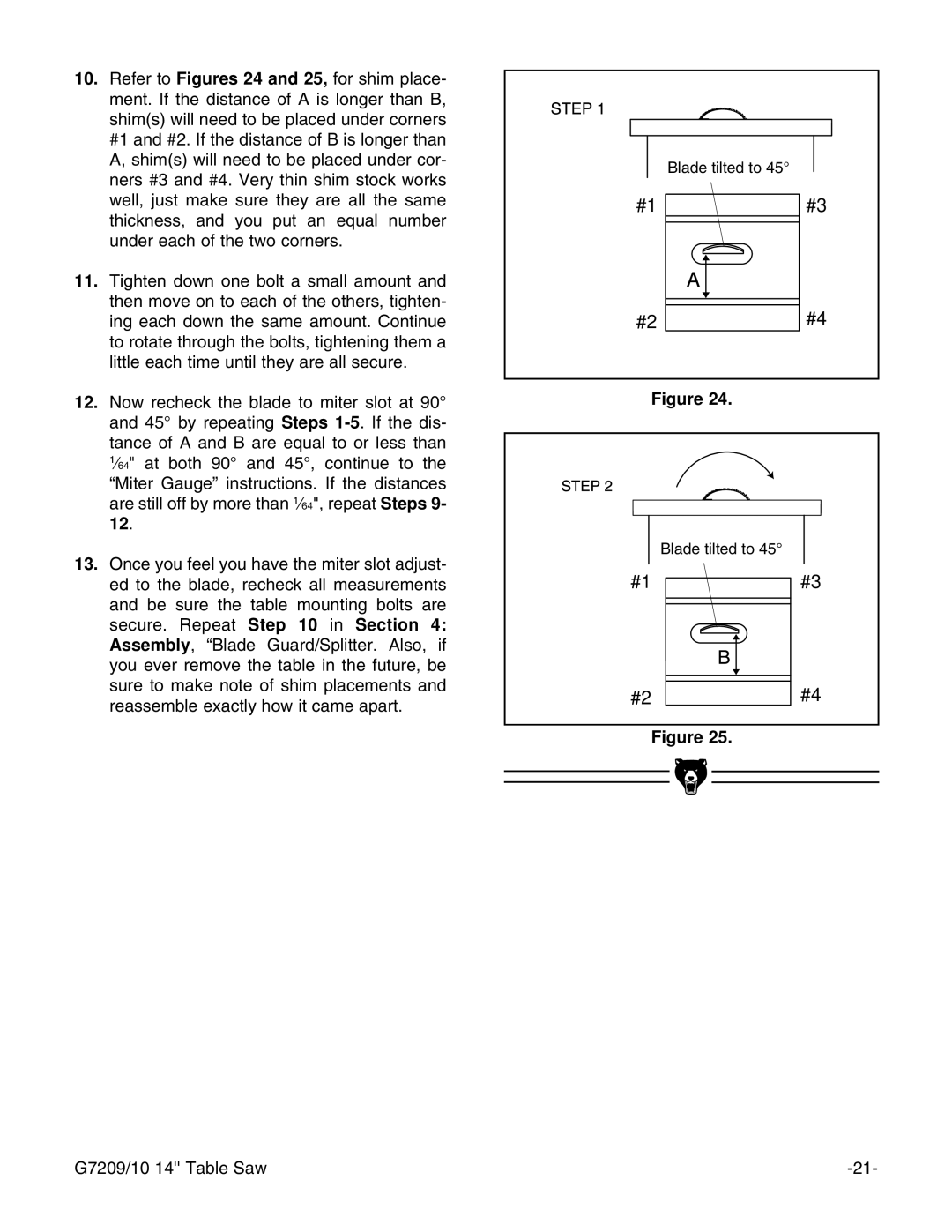 Grizzly G7210, G7209 instruction manual #1#3 #2#4 