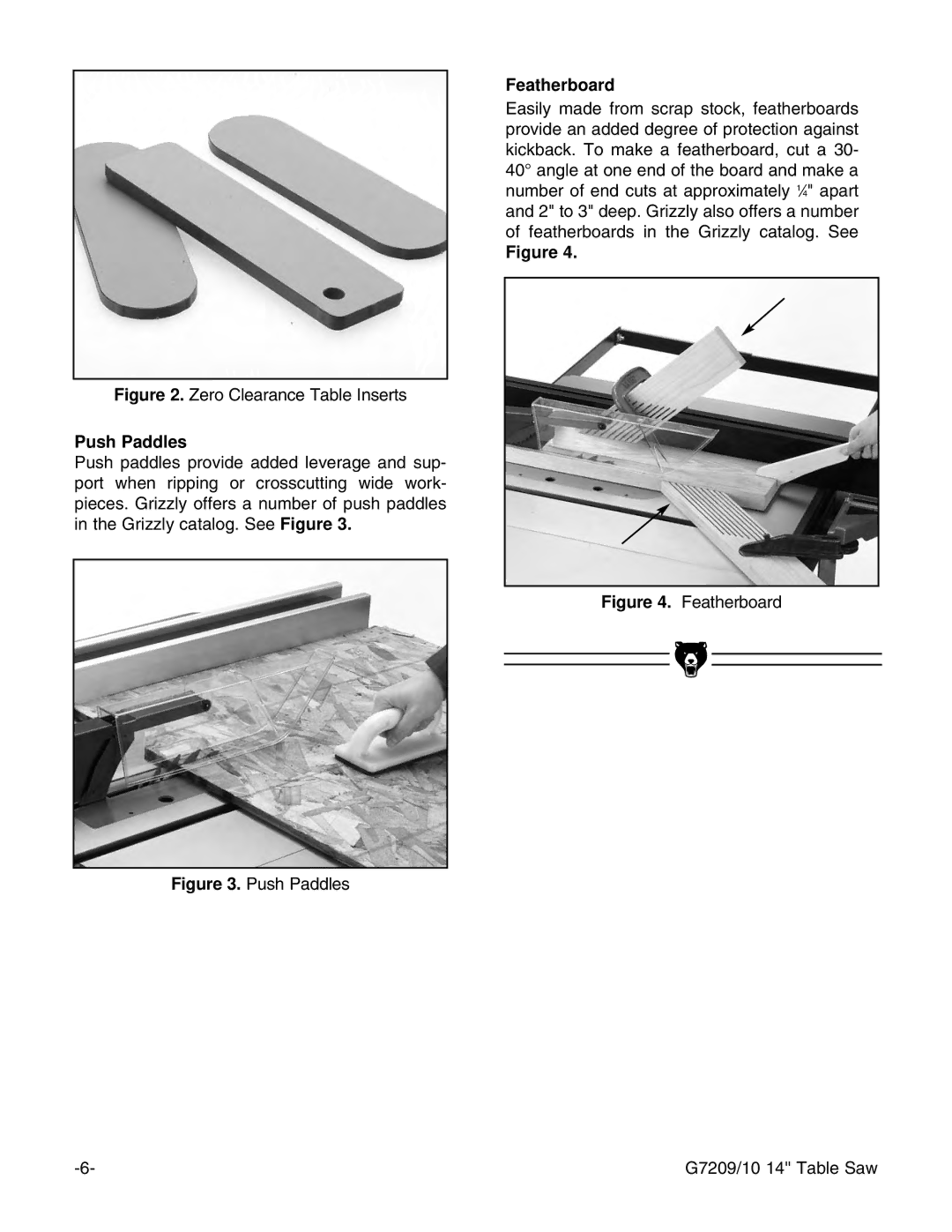 Grizzly G7209 instruction manual Push Paddles 