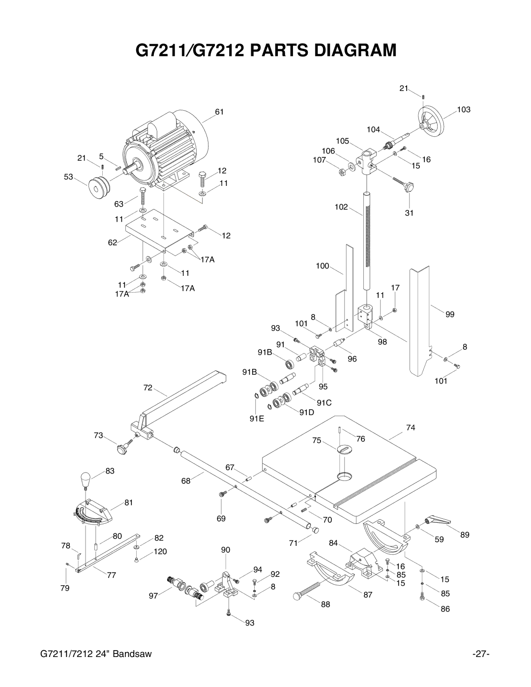 Grizzly instruction manual G7211⁄G7212 Parts Diagram 